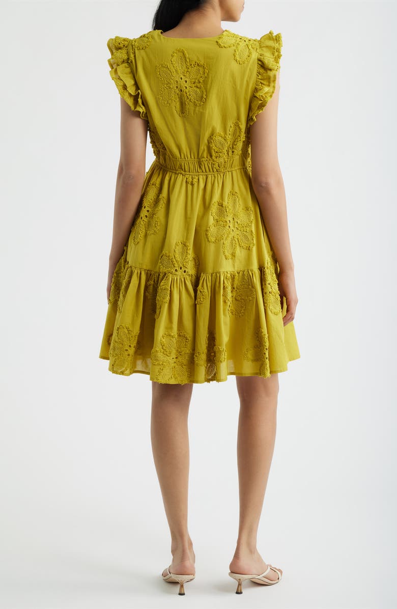 Anne Klein Floral Embroidered Ruffle Dress, Alternate, color, 