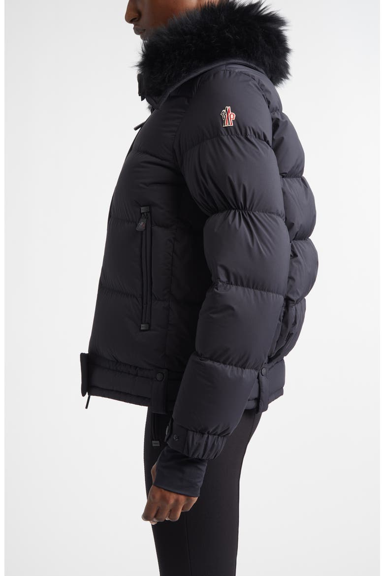 Arabbas Genuine Shearling Collar Down Jacket, Alternate, color, BLACK