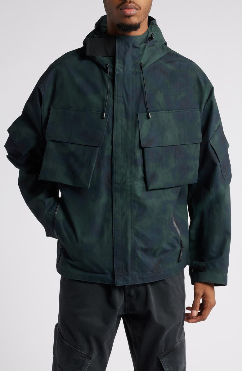 BOILER ROOM Tie Dye Water Repellent Hooded Jacket, Alternate, color,