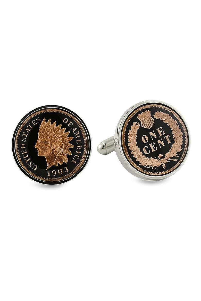 'Collector Coin' Cuff Links, Main, color, INDIAN HEAD