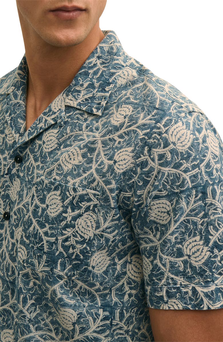 Brooks Brothers Block Print Cotton Camp Shirt, Alternate, color, Bluevines