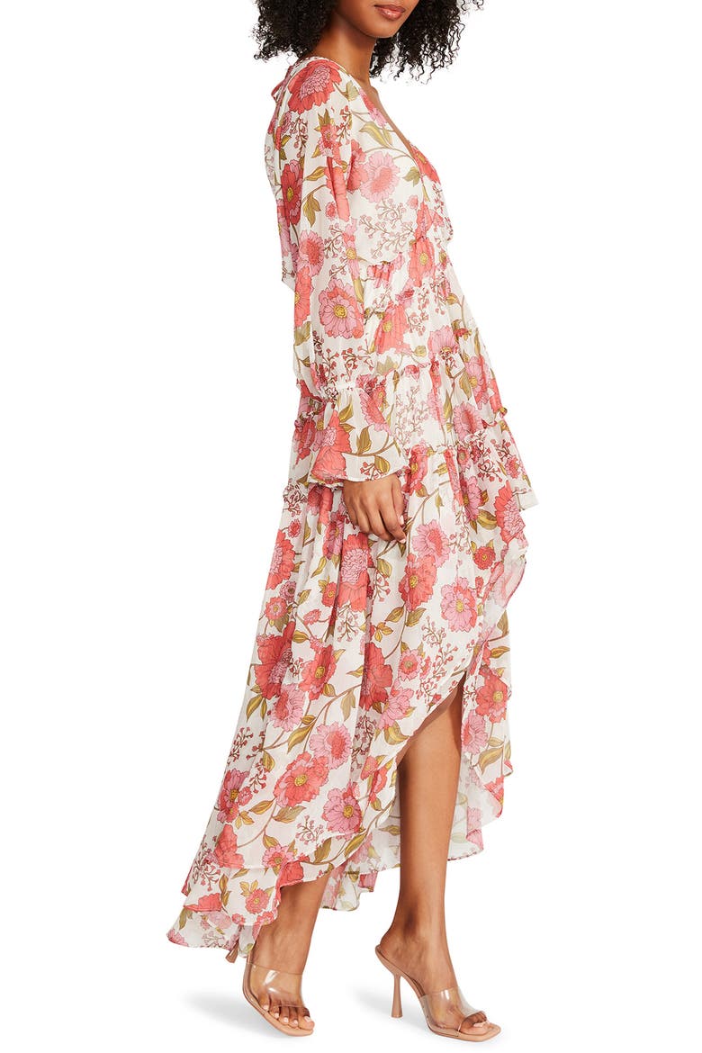 Sol Floral Long Sleeve High-Low Maxi Dress, Alternate, color, VINTAGE ROSE