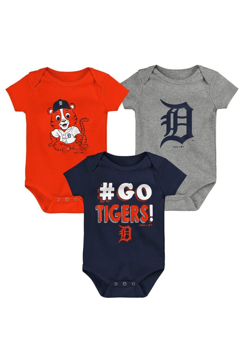 Infant Navy/Orange/Gray Detroit Tigers Born To Win 3-Pack Bodysuit Set, Main, color, Navy