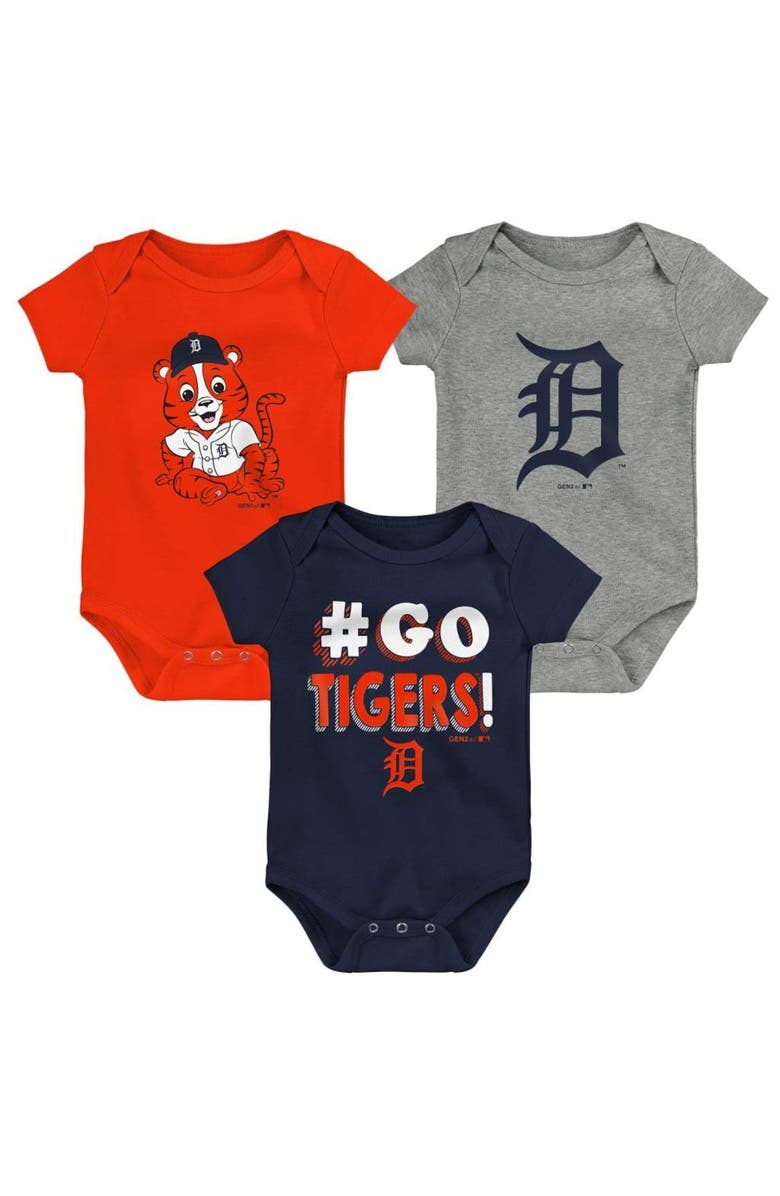 Outerstuff Infant Navy/Orange/Gray Detroit Tigers Born To Win 3-Pack Bodysuit Set, Main, color, 