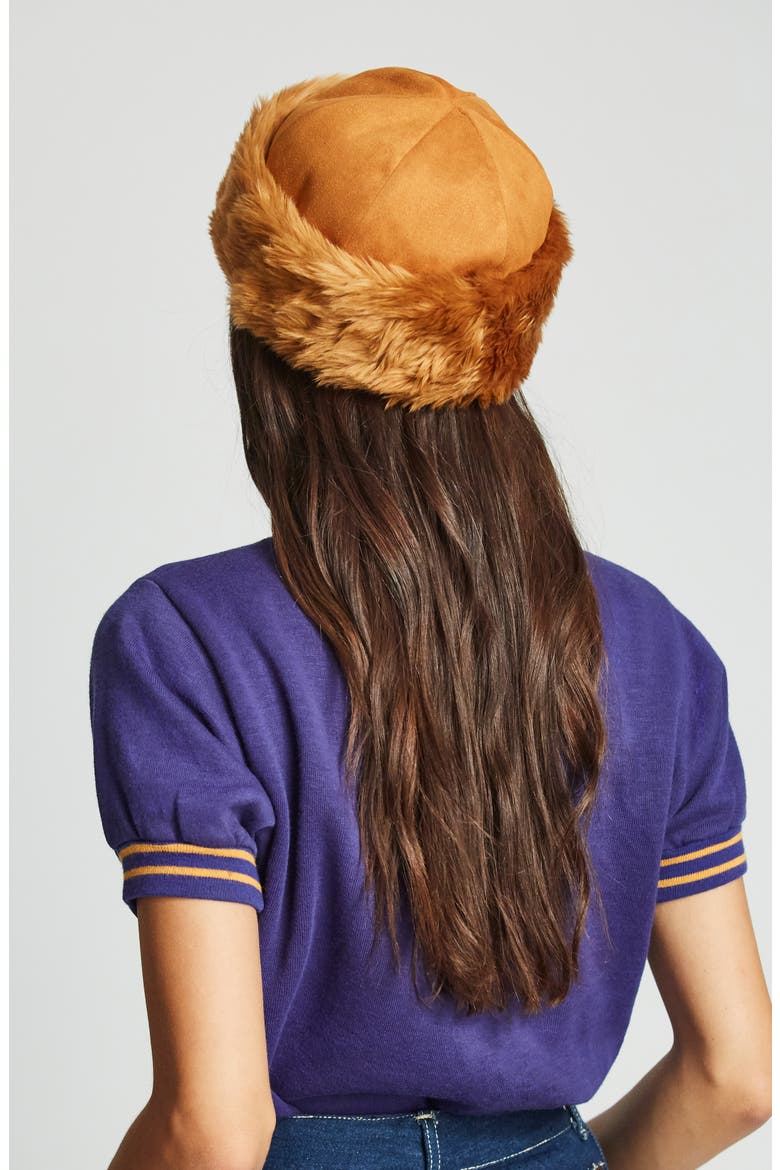 Churchill Faux Fur Cap, Alternate, color, BURNT ORANGE