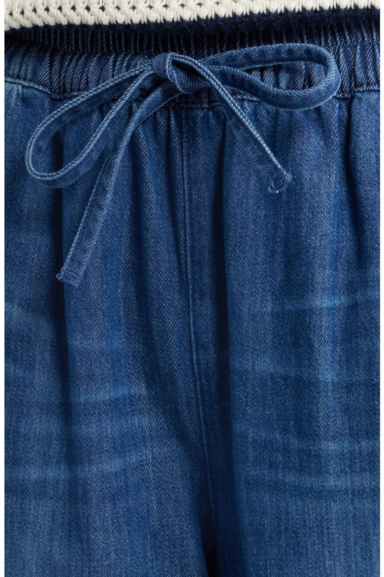 Pull-On Chambray Ankle Barrel Leg Pants, Alternate, color, MEDIUM WASH