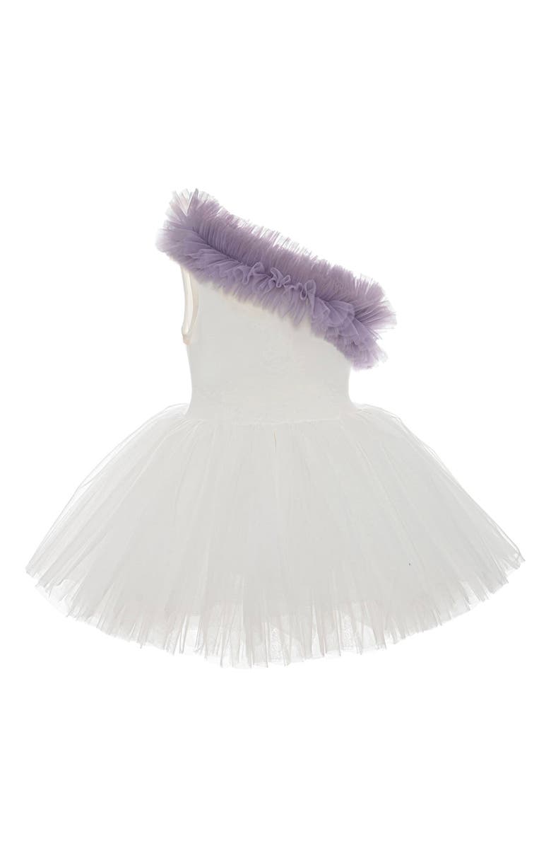 Mini Celebrities Fiona One Shoulder Ruffle Tulle Dress, Alternate, color, White Lily Lilac Ruffle