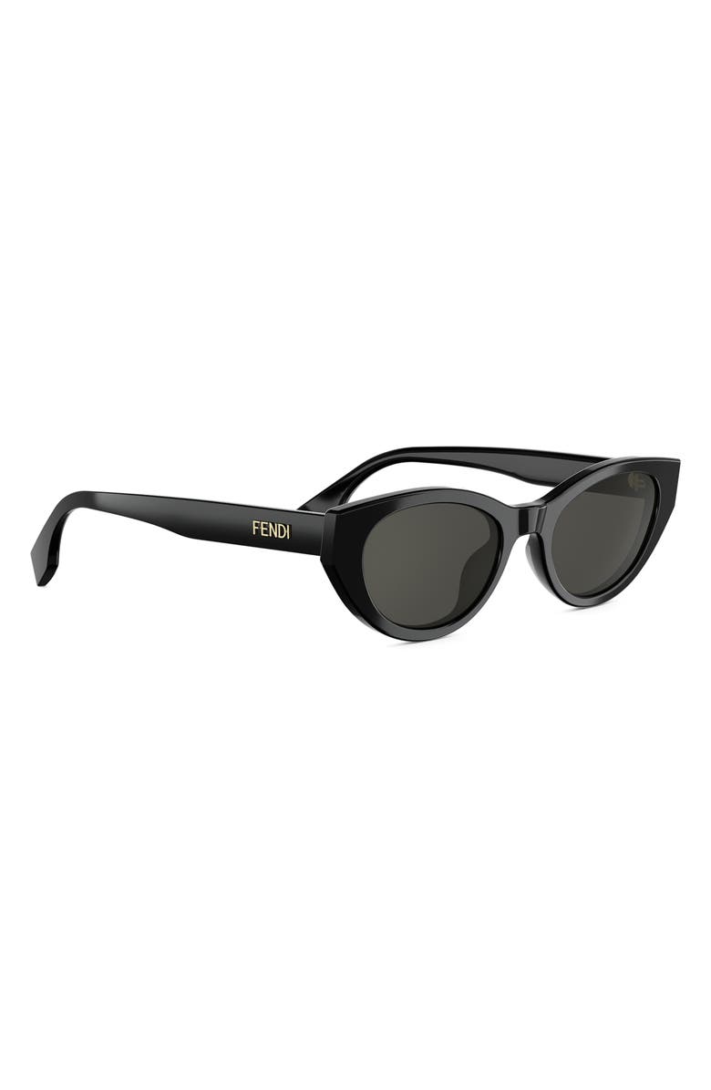 Fendi Lettering 51mm Oval Sunglasses, Alternate, color, Shiny Black / Smoke