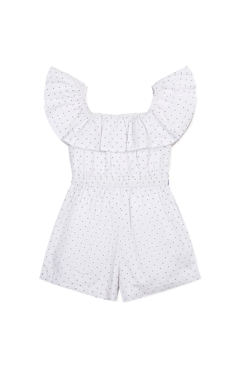 Hope & Henry Kids' Organic Ruffle Collar Button Front Seersucker Romper, Alternate, color, Delft Dot Seersucker