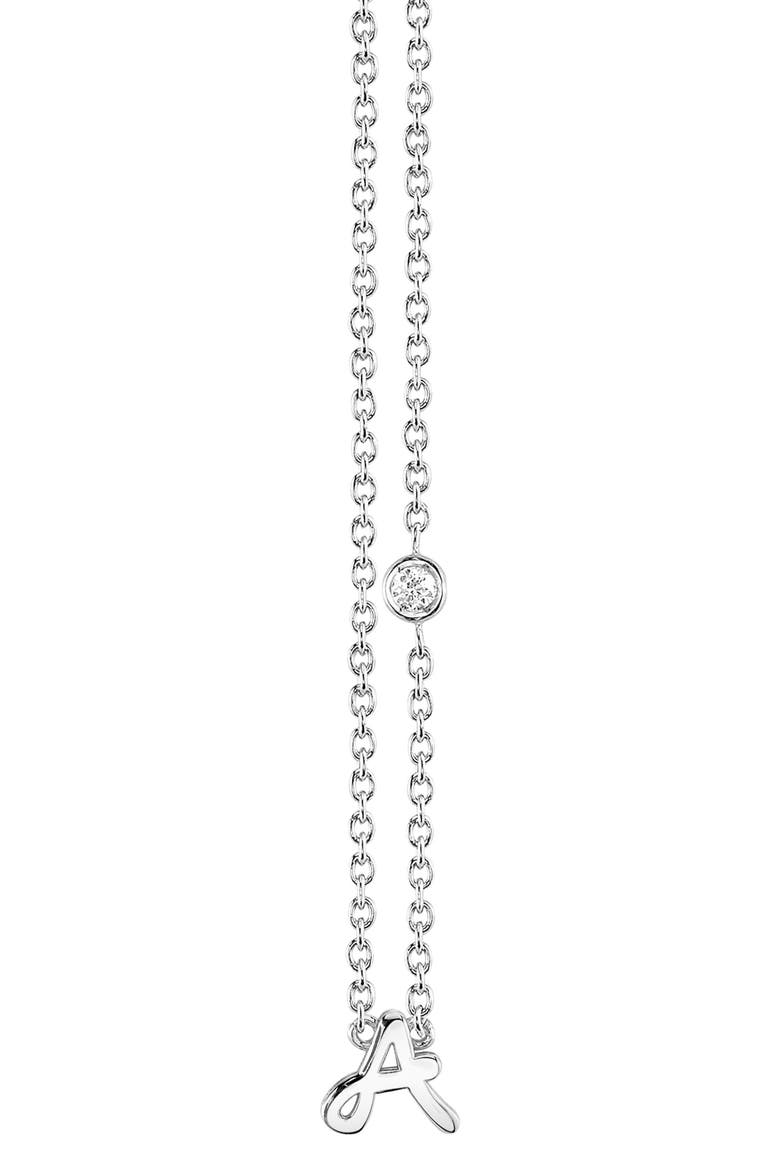 Diamond Initial Pendant Necklace, Main, color, SILVER A