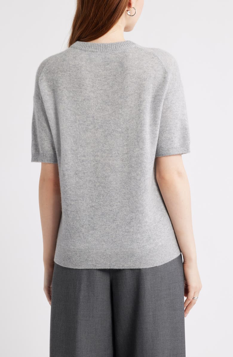 Nordstrom Short Sleeve Cashmere Sweater, Alternate, color, Grey Silk Heather