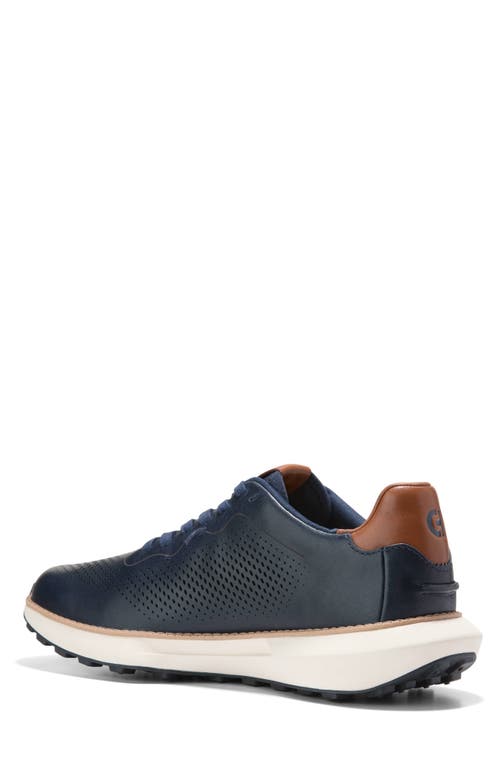 Cole Haan Grandpro Ashland Laser Perforated Sneaker In Navy Blazer/ivory