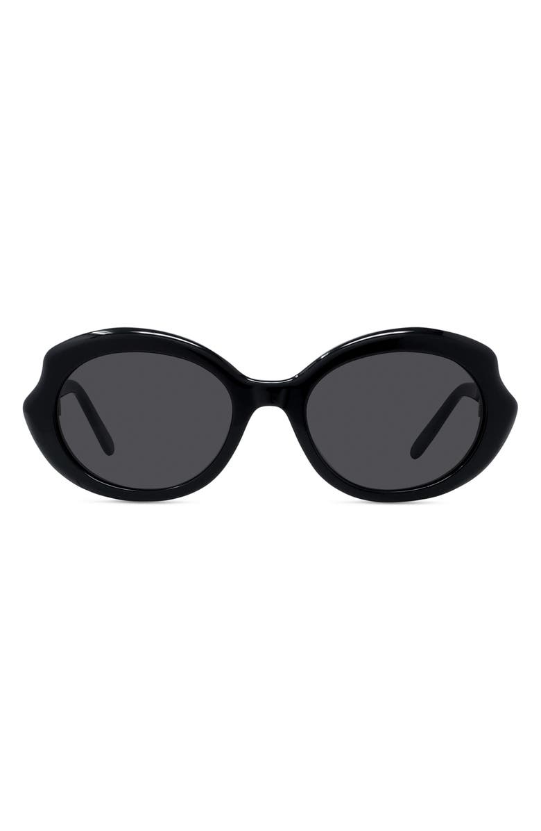Loewe Thin Mini 54mm Oval Sunglasses, Main, color, Shiny Black / Smoke