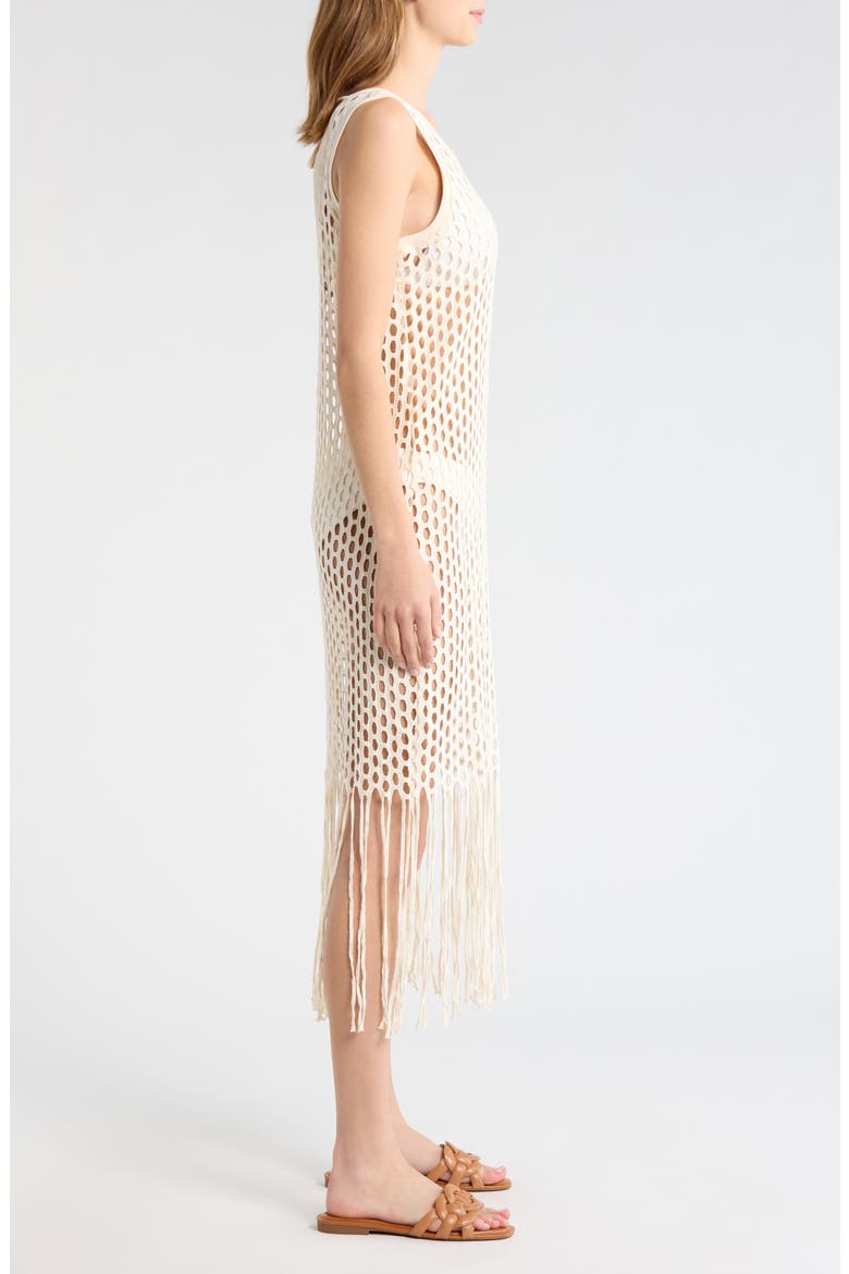 Fringe Open Stitch Cover-Up Dress, Alternate, color, NATURAL