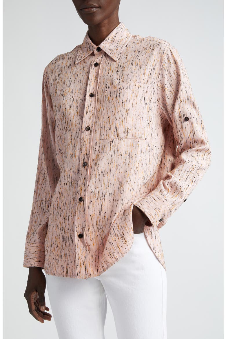 Textured Button-Up Shirt, Alternate, color, PINK/ YELLOW/ BLACK