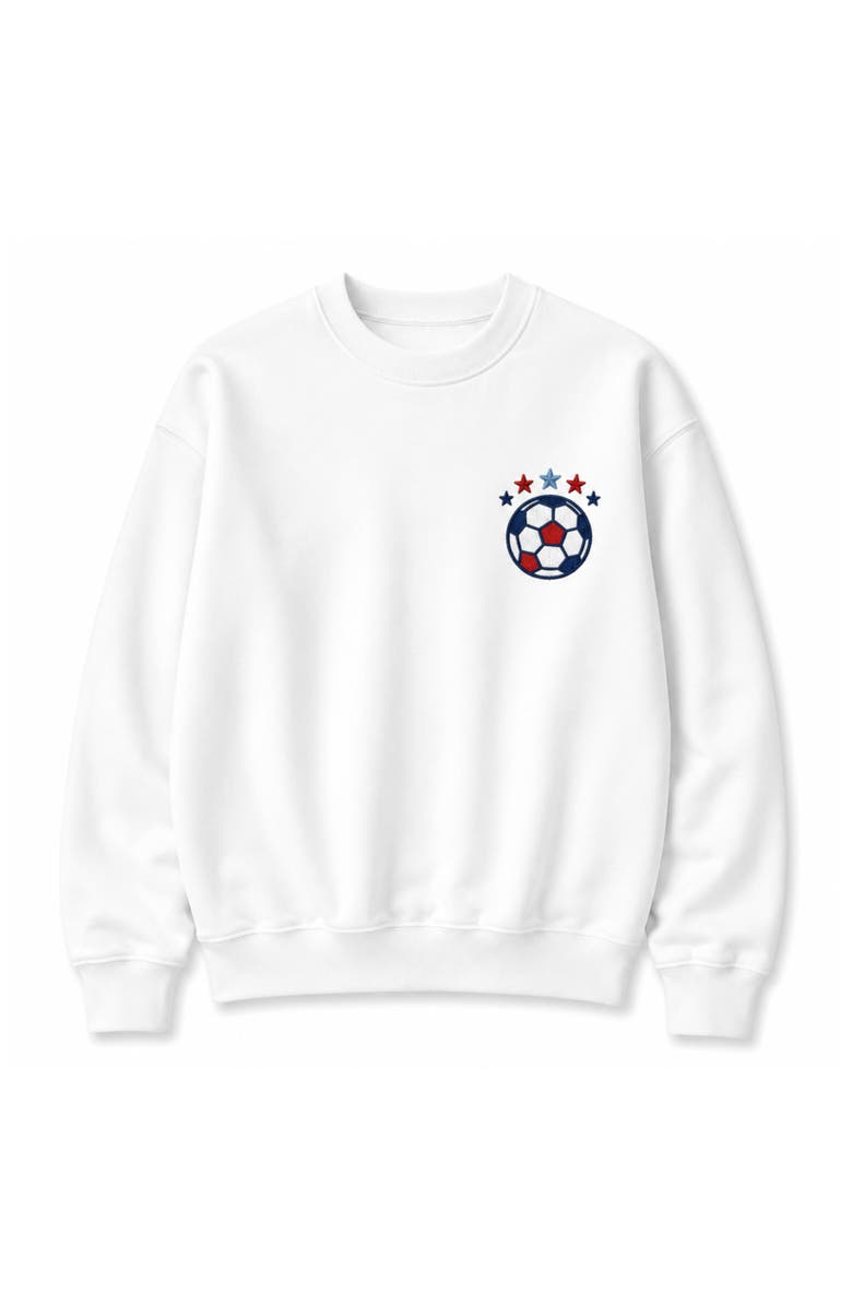 Bits & Bows USA Soccer Club Crewneck Sweatshirt, Main, color, White