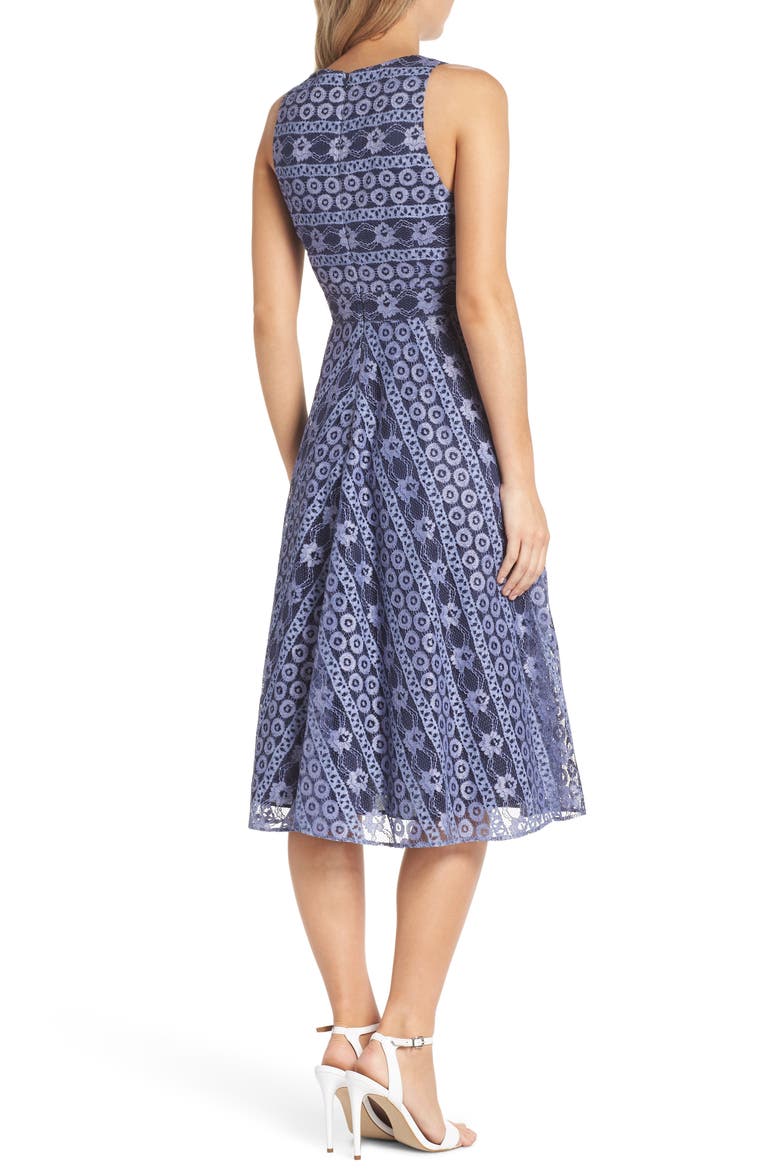 Stripe Lace A-Line Dress, Alternate, color, NAVY