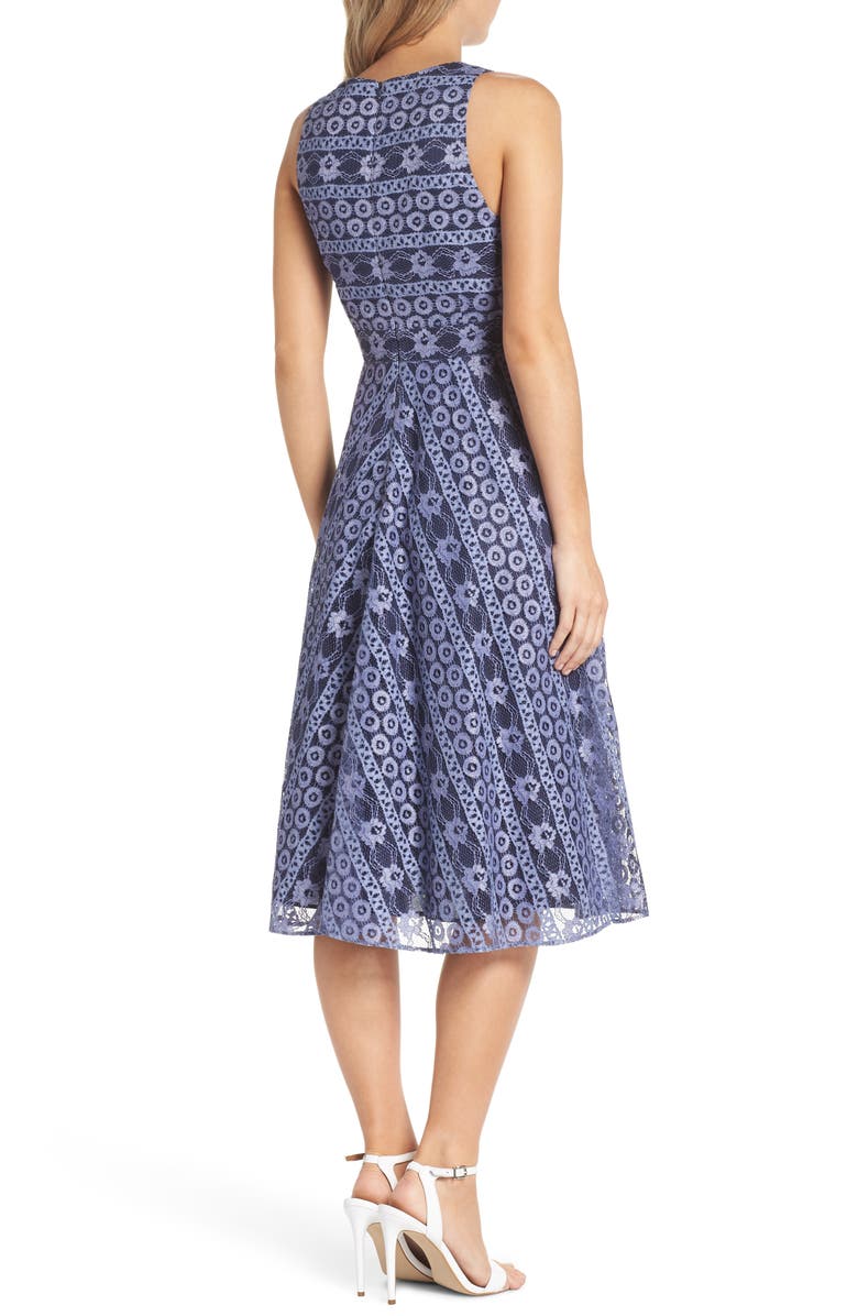 Eliza J Stripe Lace A-Line Dress, Alternate, color,