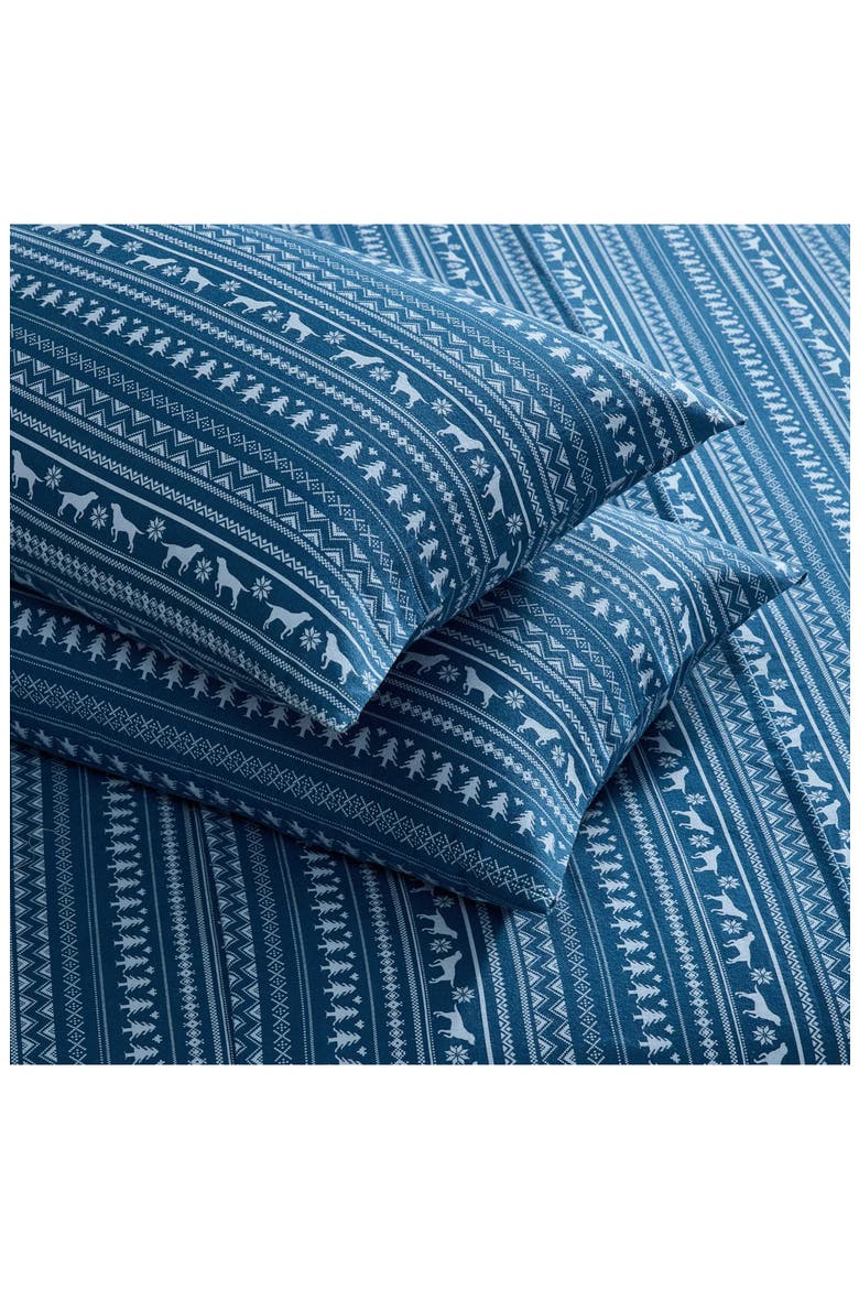 Dog Sweater Cotton Flannel Sheet Set, Alternate, color, KODIAK BLUE