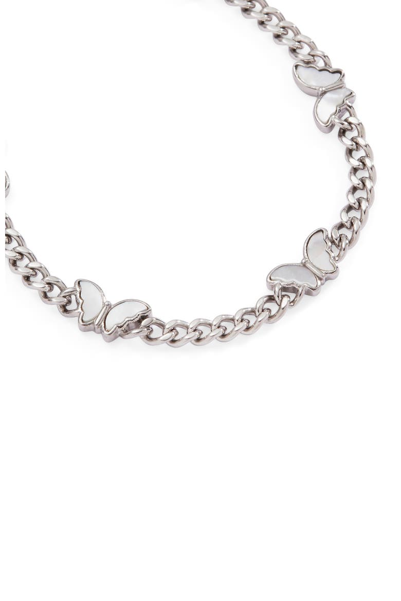 Butterfly Curb Chain Bracelet, Alternate, color, Silver