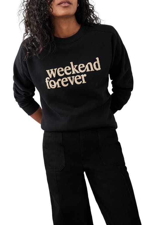 Mint Velvet "weekend Forever" Slogan Sweatshirt In Black