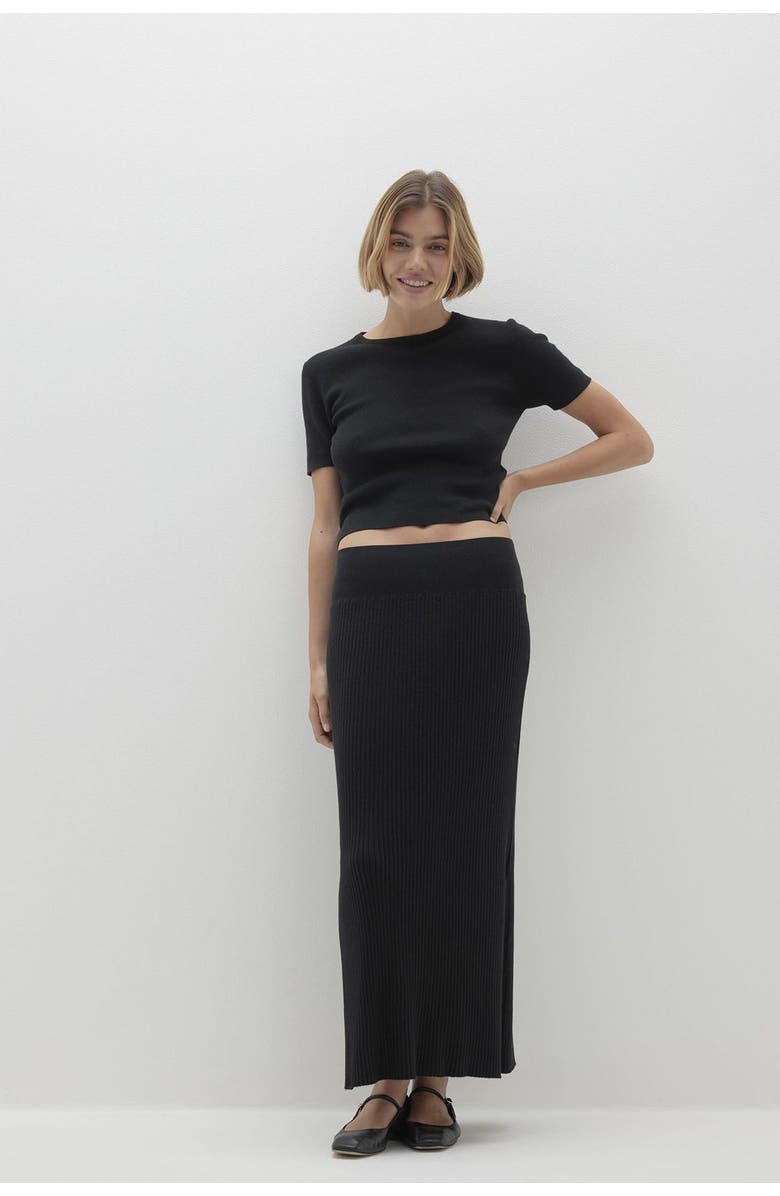 NAKED CASHMERE Aubrie Midi Skirt, Main, color, Black