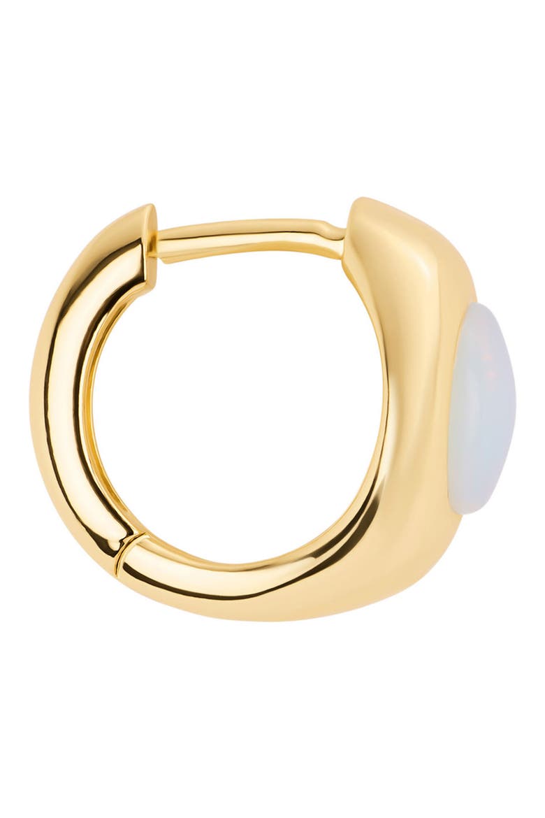 Simulated Moonstone Huggie Hoop Earrings, Alternate, color, GOLD