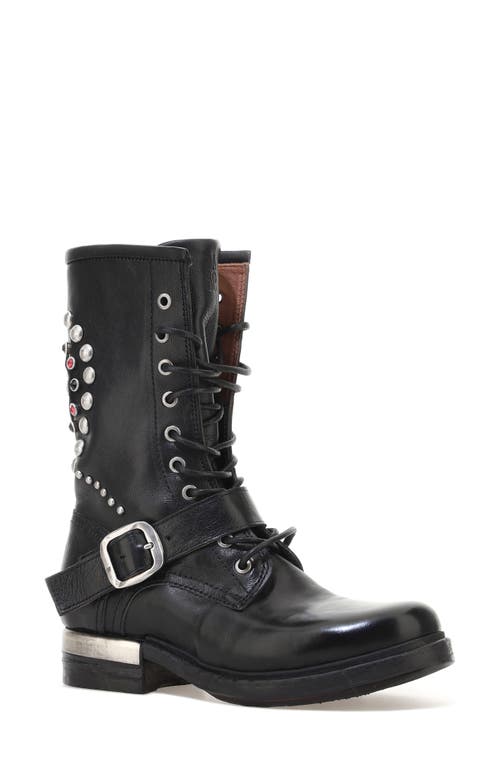 A.S.98 Austin Embellished Combat Boot in Black 