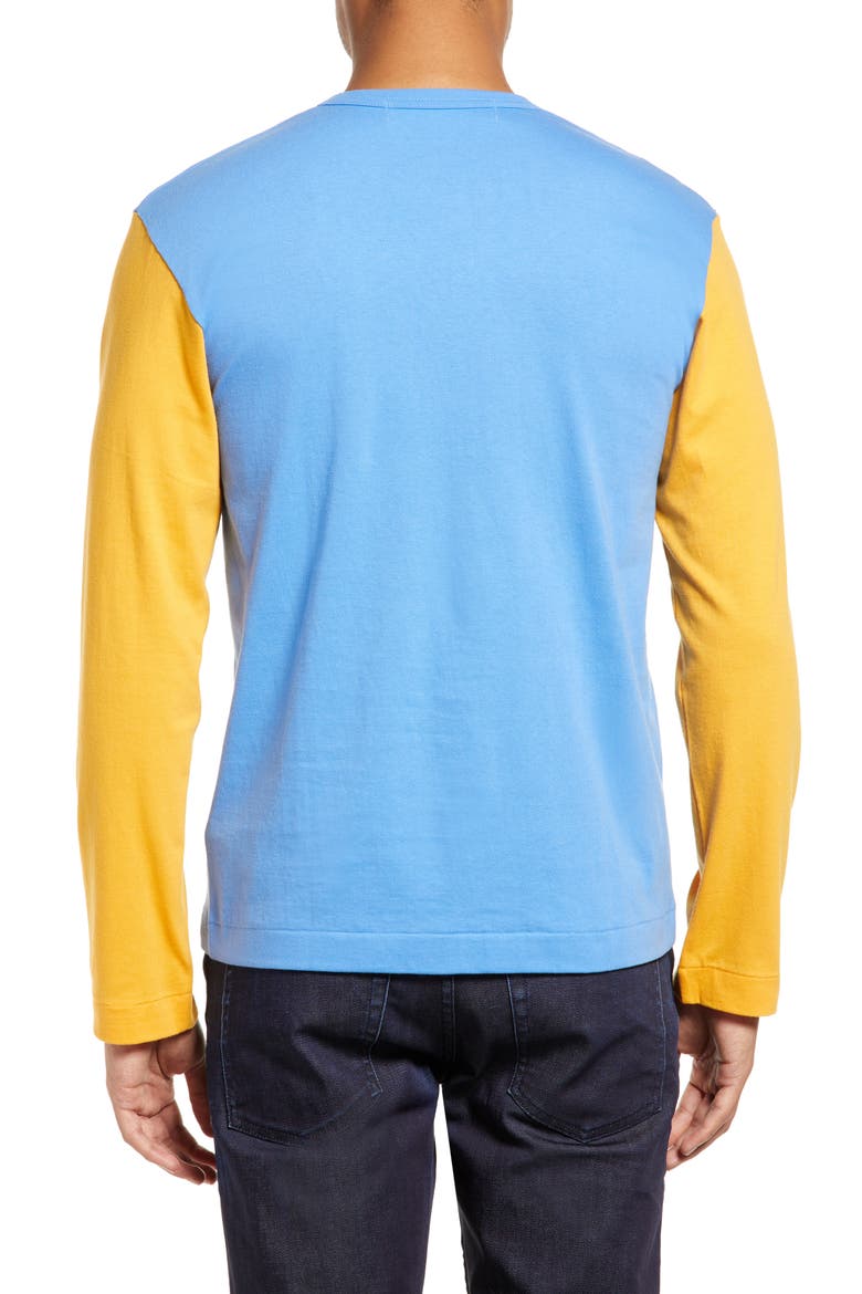 Colorblock Long Sleeve Cotton T-Shirt, Alternate, color, BLUE/ YELLOW
