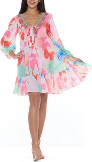 RANEES Floral Long Sleeve Babydoll Dress