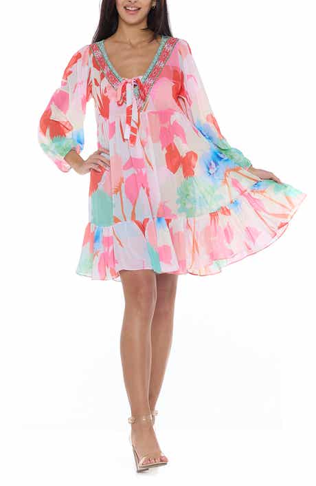 RANEES Floral Long Sleeve Babydoll Dress