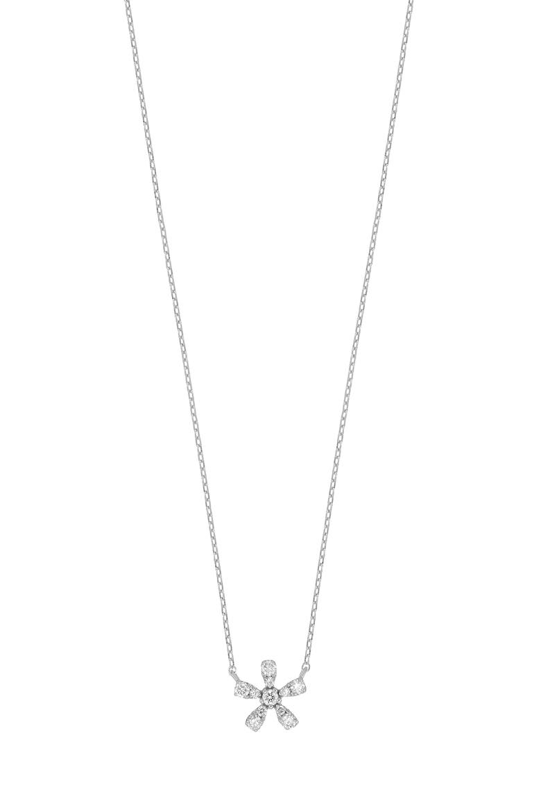 Diamond Flower Pendant Necklace - 0.13ct., Main, color, 14K WHITE GOLD