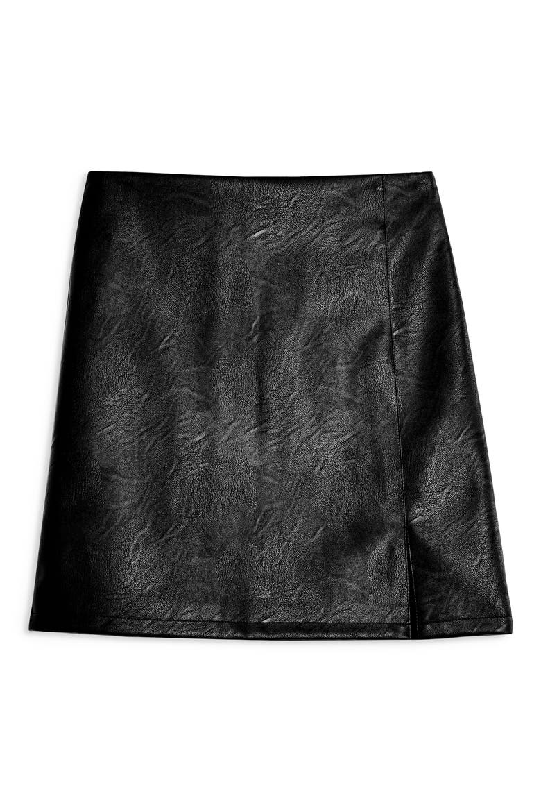Faux Leather Miniskirt, Alternate, color, BLACK