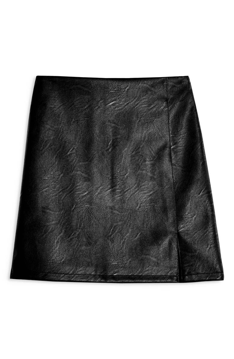 Topshop Split Front Faux Leather Miniskirt, Alternate, color, 