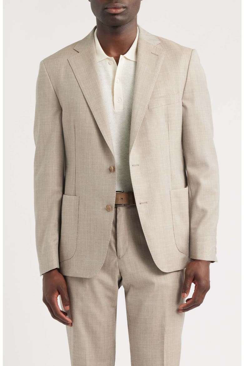 Icon Relaxed Fit Tan Slub Wool & Linen Blend Suit, Alternate, color, TAN