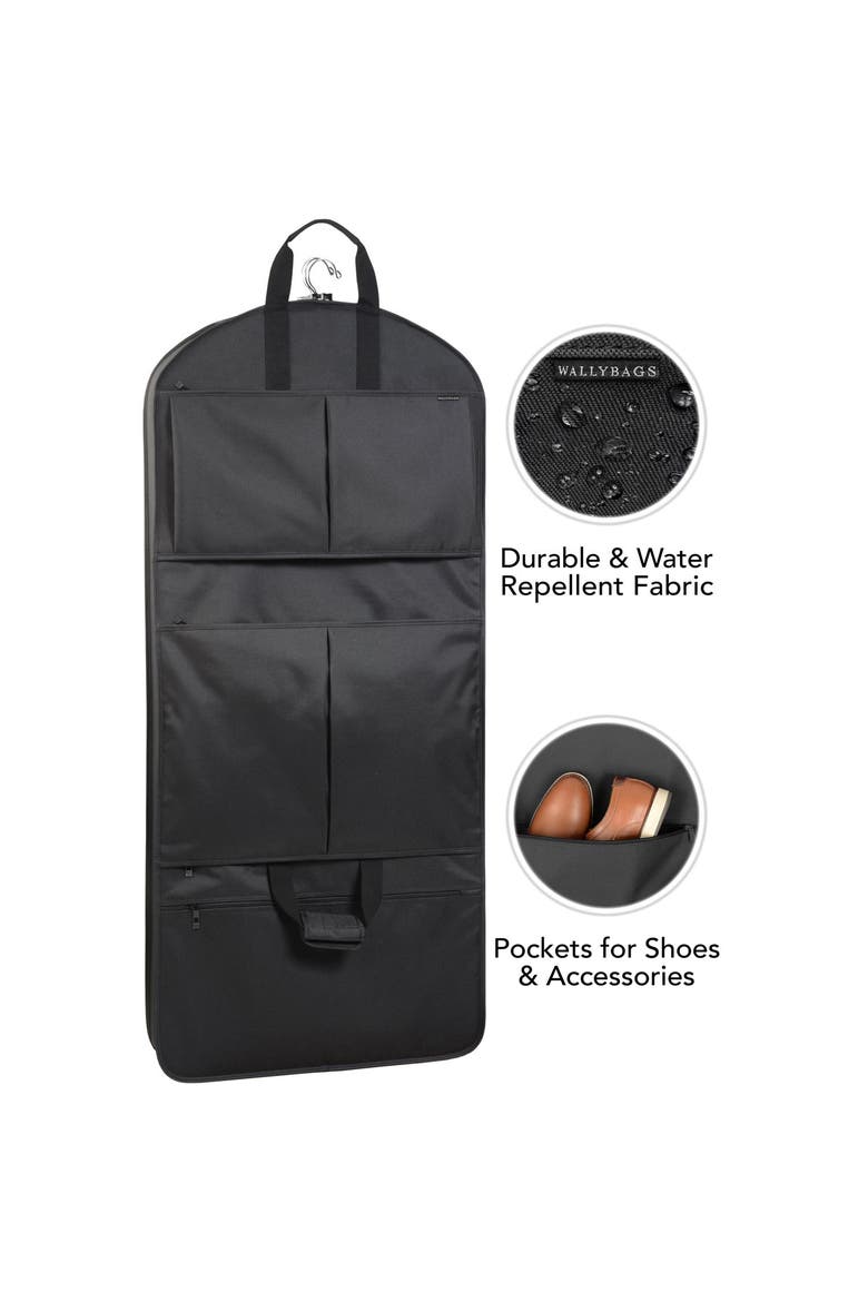 48" Deluxe Tri-Fold Travel Garment Bag with three pockets, Alternate, color, Black