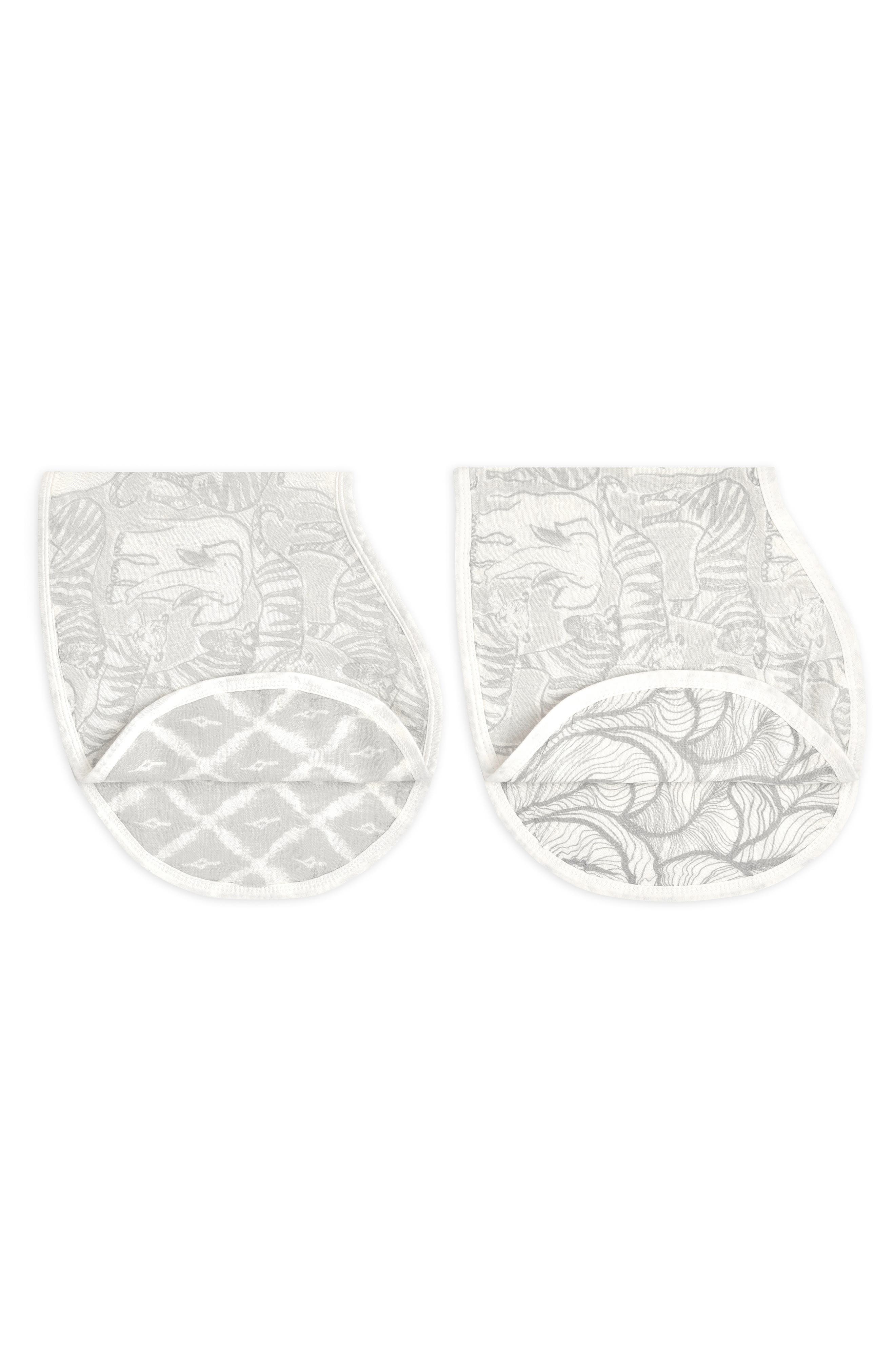 aden + anais 2-Pack Assorted Silky Soft Burpy Bibs in Culture Club Grey