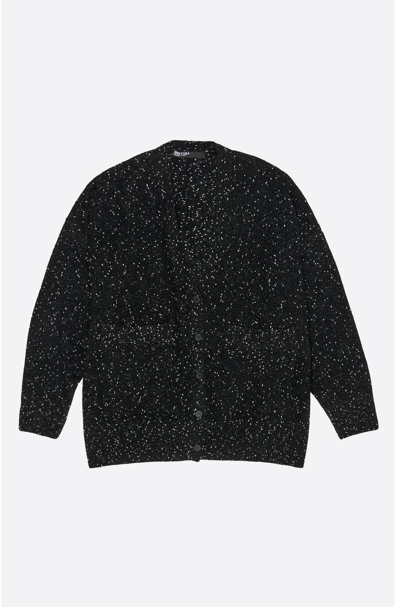 Bimba y Lola Long Neps Cardigan, Alternate, color, Black