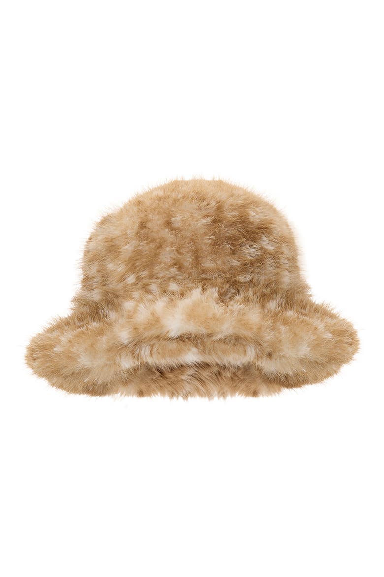 Faux Fur Bucket Hat, Main, color, BAMBI