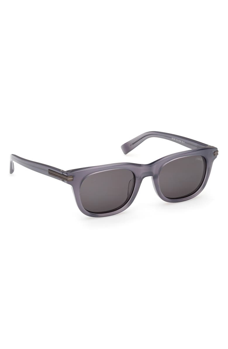 ZEGNA 54mm Geometric Sunglasses, Alternate, color, Grey/ Matte Grey Metal/ Smoke