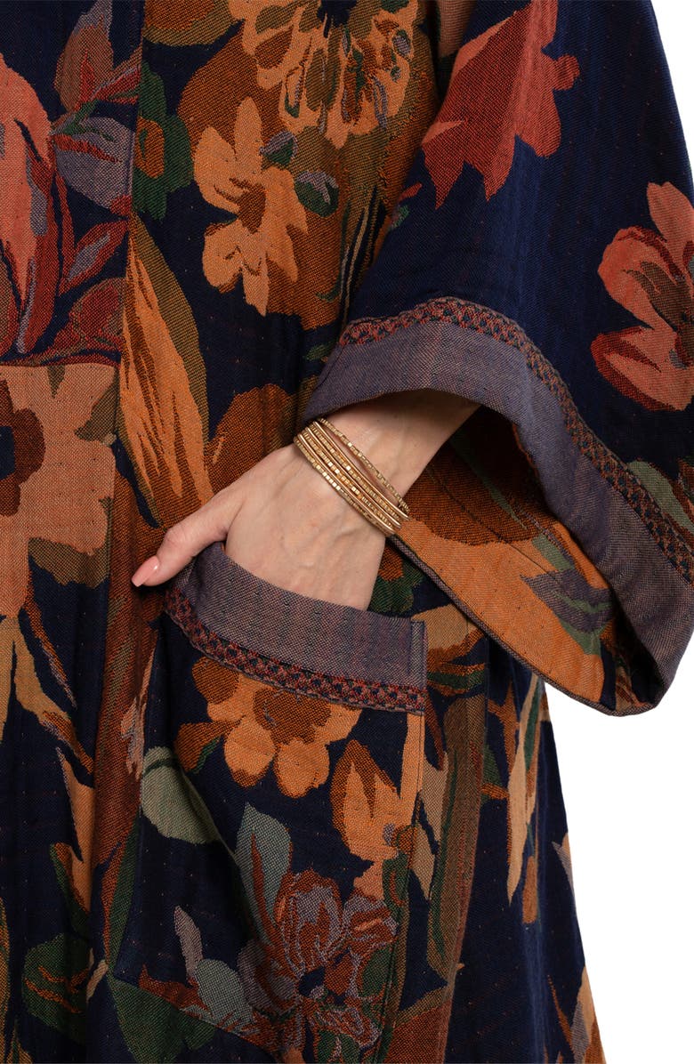 SAACHI Midnight Maple Floral Ruana, Alternate, color, Navy