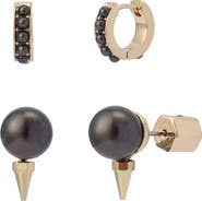 AllSaints Spike Imitation Pearl Set of 2 Earrings