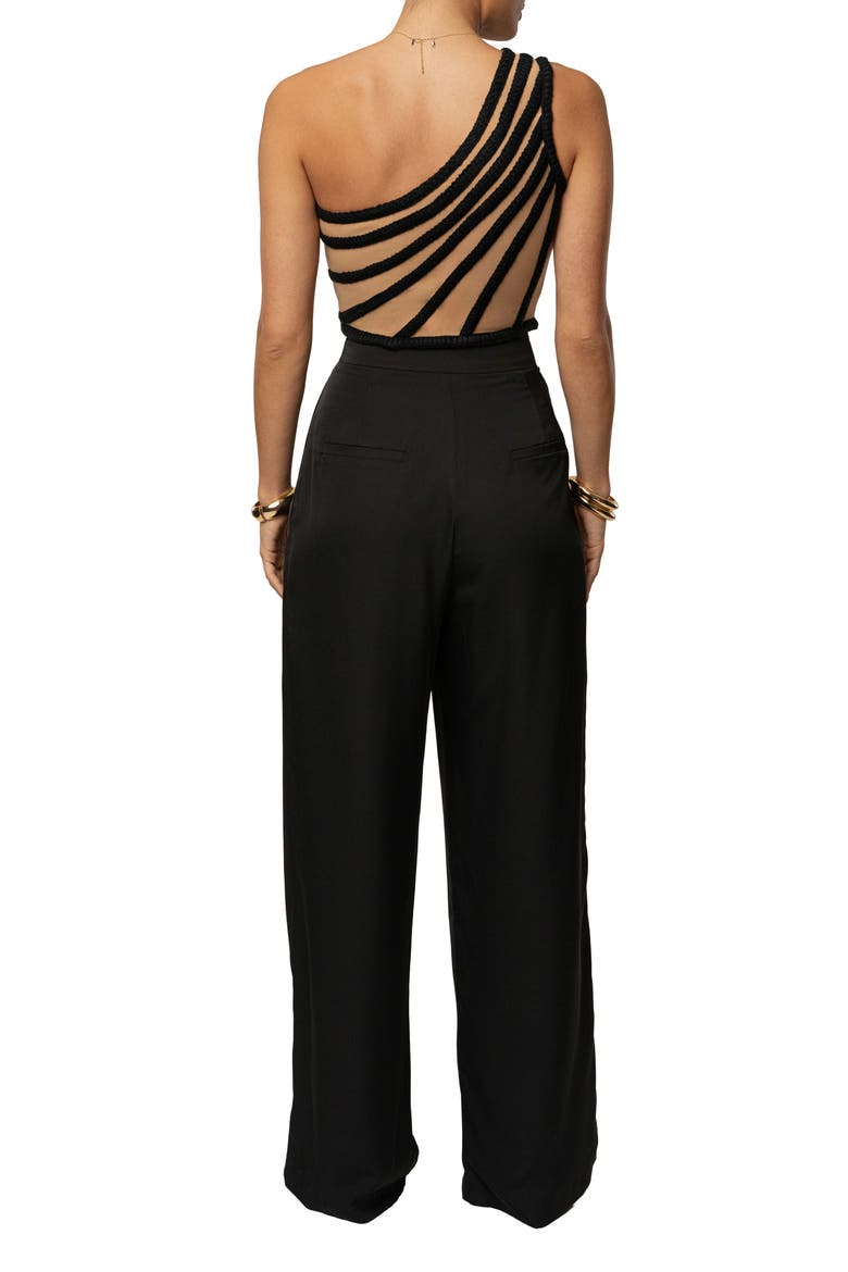 Braided One-Shoulder Crop Top, Alternate, color, BLACK