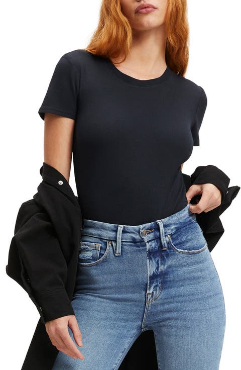 Fitted Organic Cotton Blend Rib T-Shirt Bodysuit