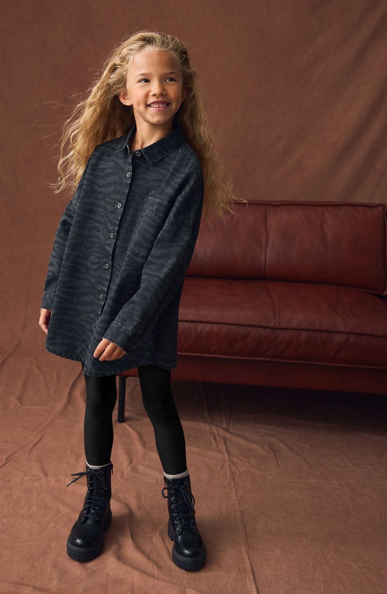 NEXT Kids' Zebra Denim Button-Up Shirt, Alternate, color, Black/Grey