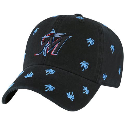 Women's '47 Black Miami Marlins Confetti Clean Up Adjustable Hat