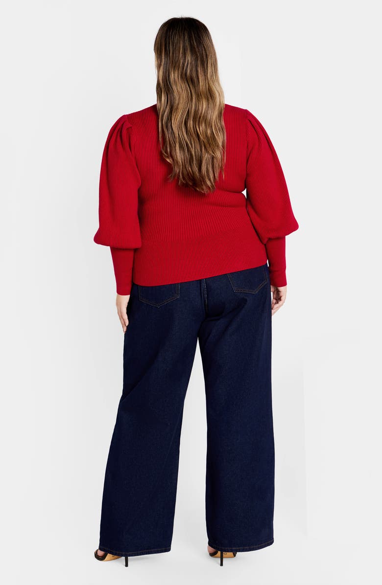 City Chic Jojo Rib Sweater, Alternate, color, Red