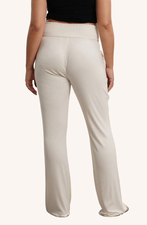 Nom Maternity Supersoft Rib Wide Leg Maternity Pants In Cream