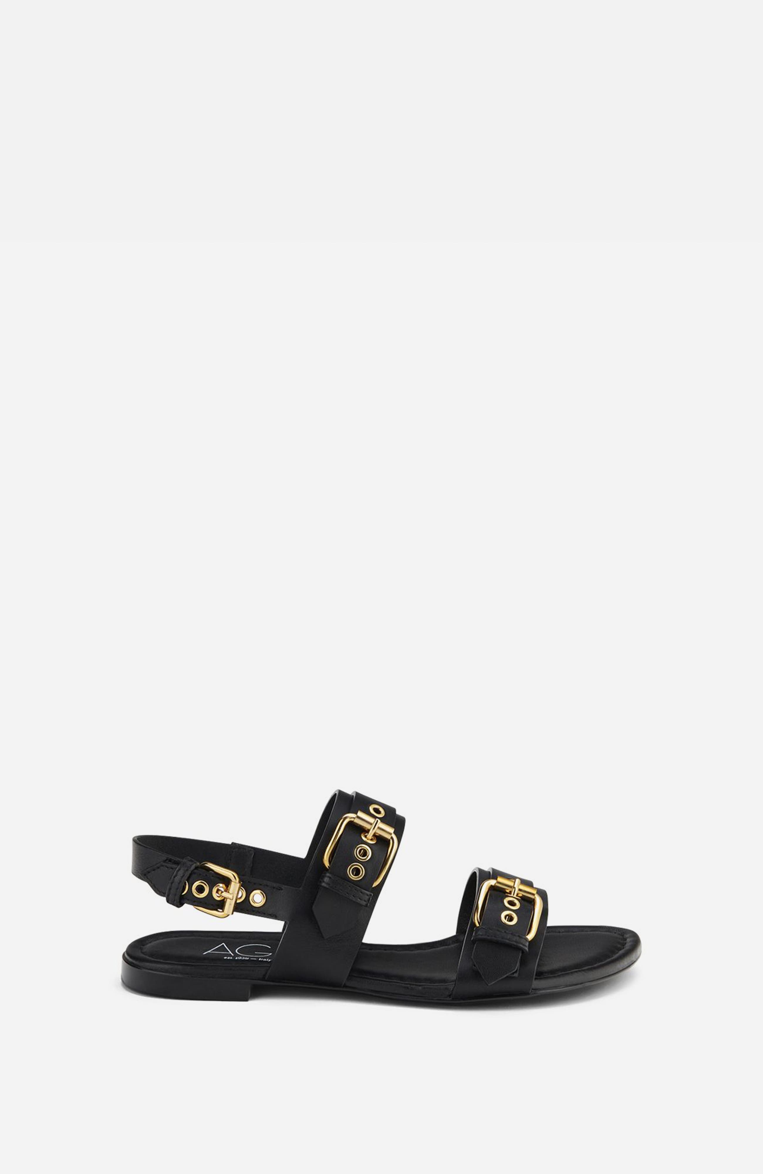 AGL Summer Multi Buckles Sandal, Main, color, Black Nappa