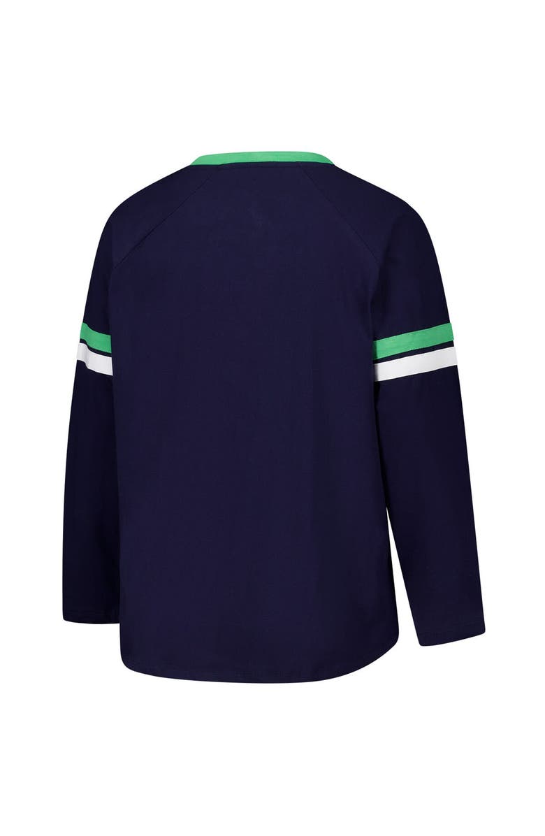 FANATICS Women's Fanatics College Navy Seattle Seahawks Plus Size Won & Done Lace-Up V-Neck Long Sleeve T-Shirt, Alternate, color, College Navy